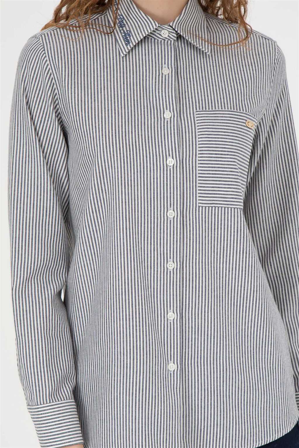 Женская темно-синяя рубашка с длинным рукавом Неожиданная скидка в корзине - U.s. polo assn фото 6