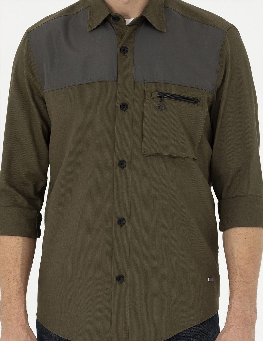 Haki Comfort Fit Uzun Kollu G_mlek
