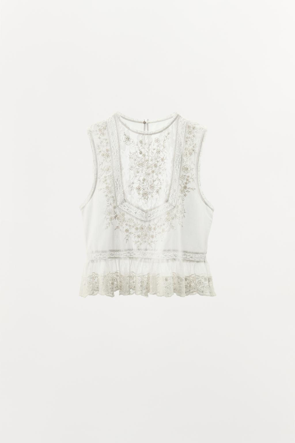 BEADED EMBROIDERY TOP - Zara фото 3