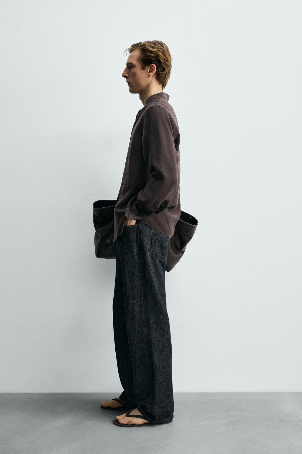 CAMISA FLUIDA CUELLO TIRA / Marr?n - Zara фото 4