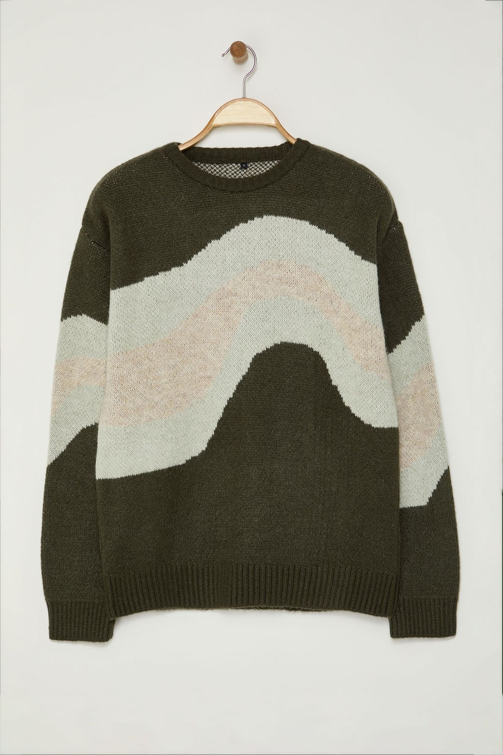 TRENDYOL MAN Yesil Regular Bisiklet Yaka Etnik Triko Kazak TMNAW25KZ00044