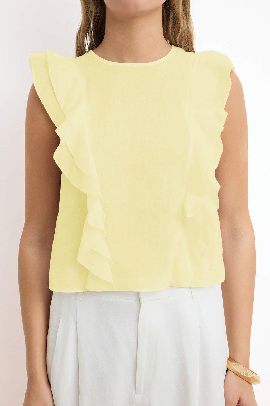 Sar? F?rf?r Detayl? Crop Boy Yar? Transparan Dokuma Bluz TWOSS26BZ00403