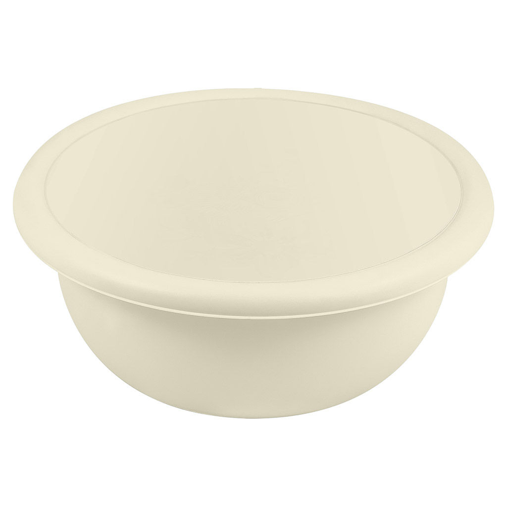 "Modena" Миска пластмассовая 2,1л, д22см, h9см, светло-бежевый, с крышкой (Россия)