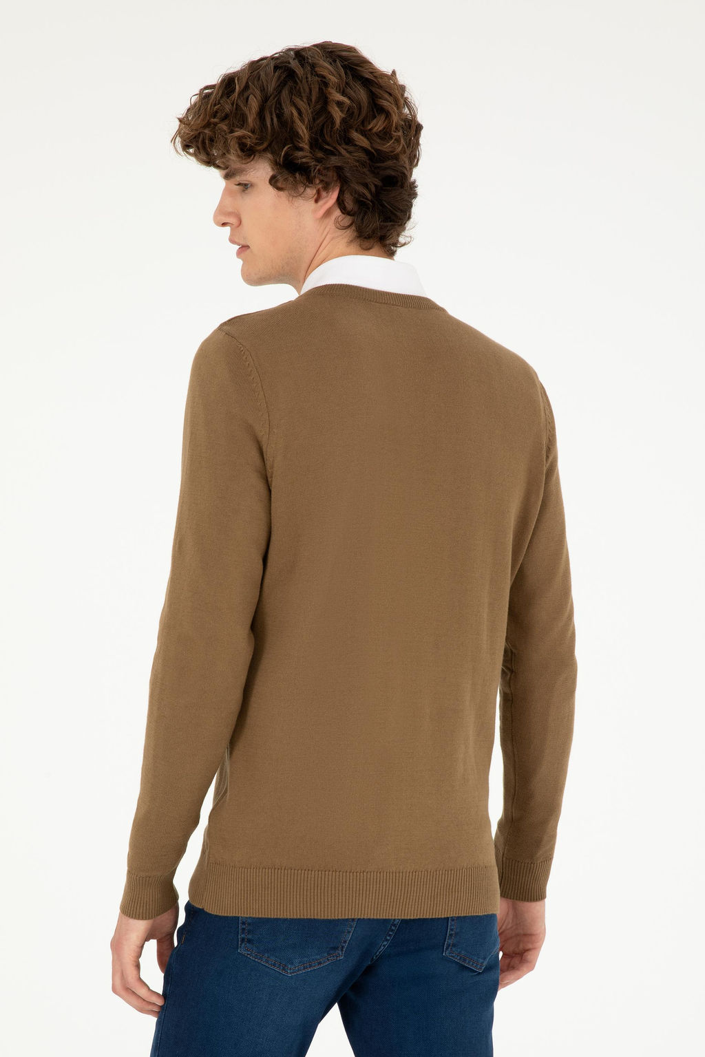 Мужской базовый свитер хаки меланжевого цвета - U.s. polo assn фото 5
