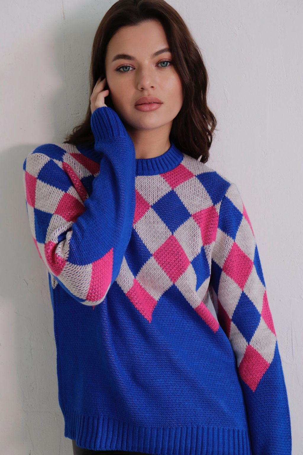 10661 Джемпер с ромбами синий - Martichelli фото 14