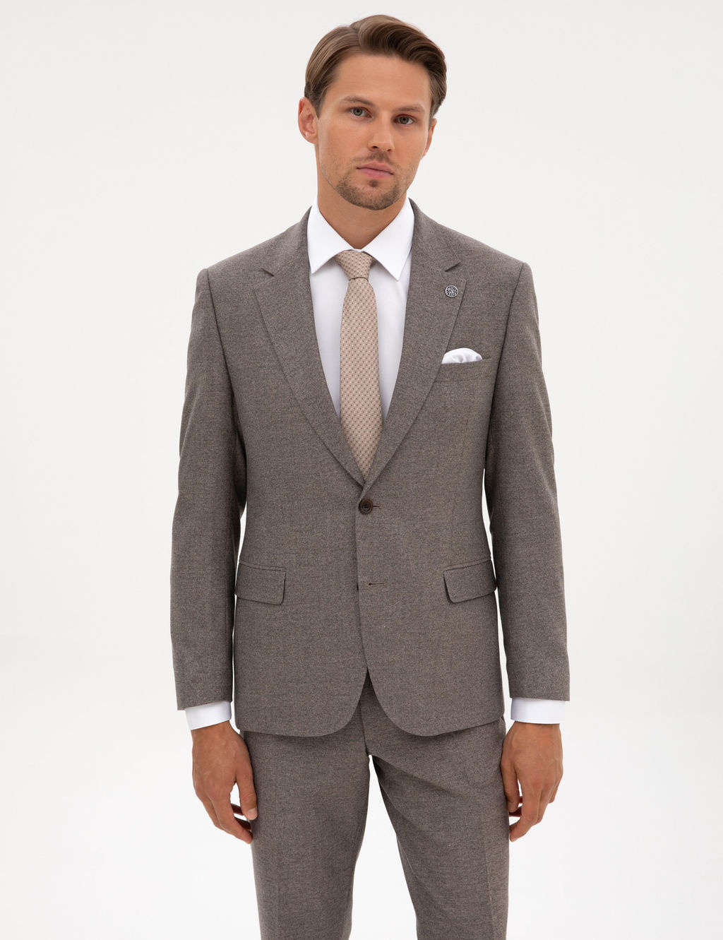 A__k Kahverengi Slim Fit Tak_m Elbise