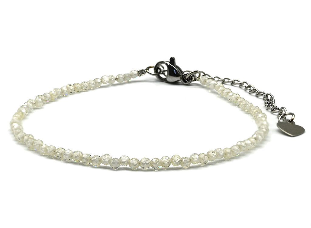 Браслет из фианитов шарик гр.2мм цв.шампань, 17см