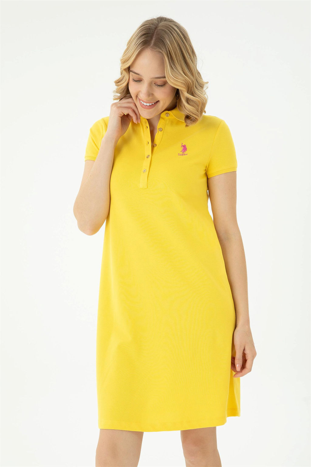 Женское желтое трикотажное платье - U.s. polo assn фото 9