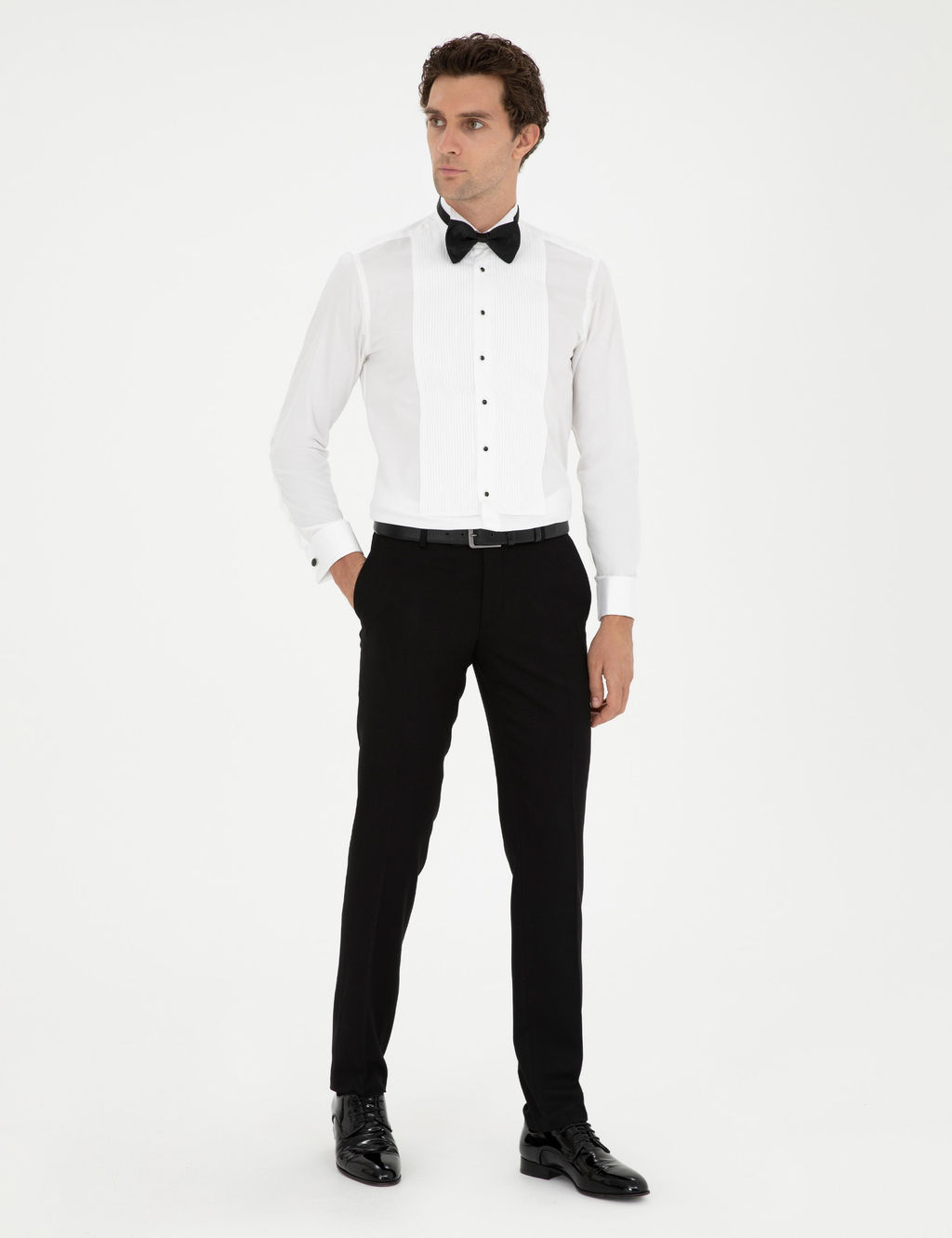 Beyaz Slim Fit Man_etli Pamuk Kar___ml_ Smokin G_mlek
