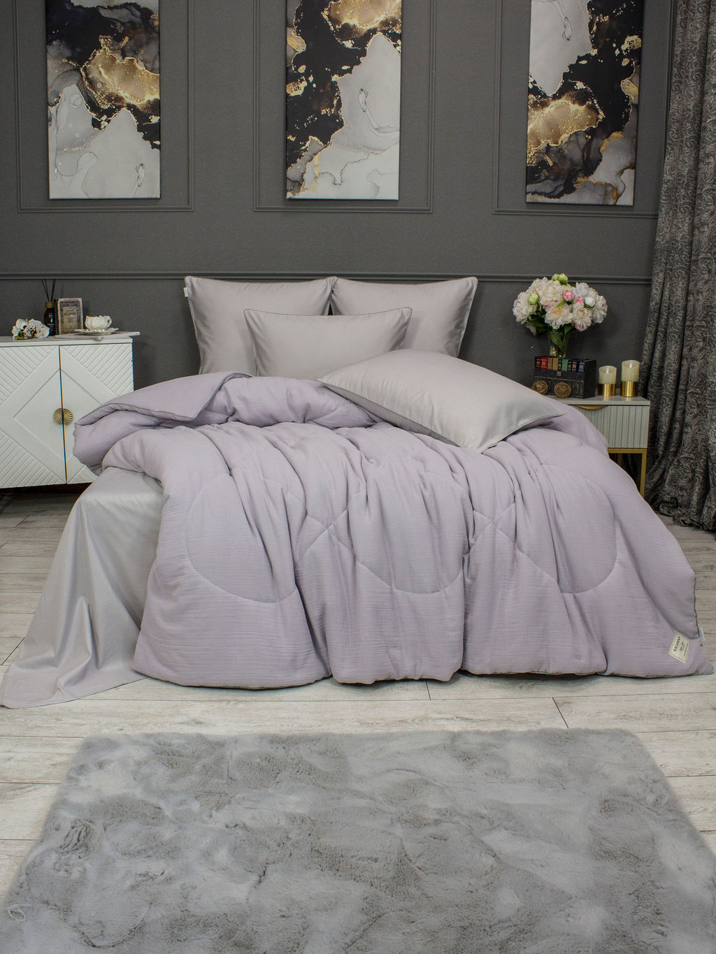 Muslin & Satin Solid color (лаванда жемчуг) комплект - Kazanov.a. фото 3