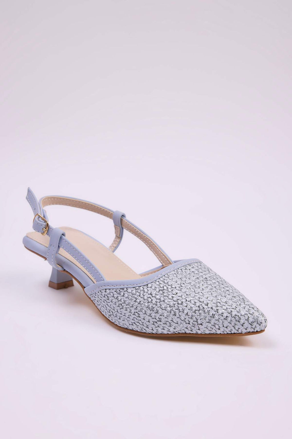 Bebek Mavi Orgu Detayl? Arkas? Ac?k Kad?n Kitten Topuklu Ayakkab? TAKSS25TO00039
