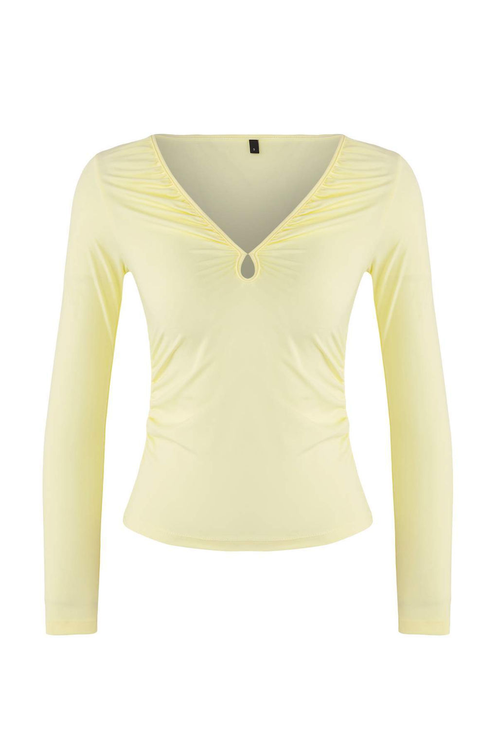 Teen Ac?k Sar? Fitted/Vucuda Oturan V Yaka Orme Bluz TWOAW26BZ00175
