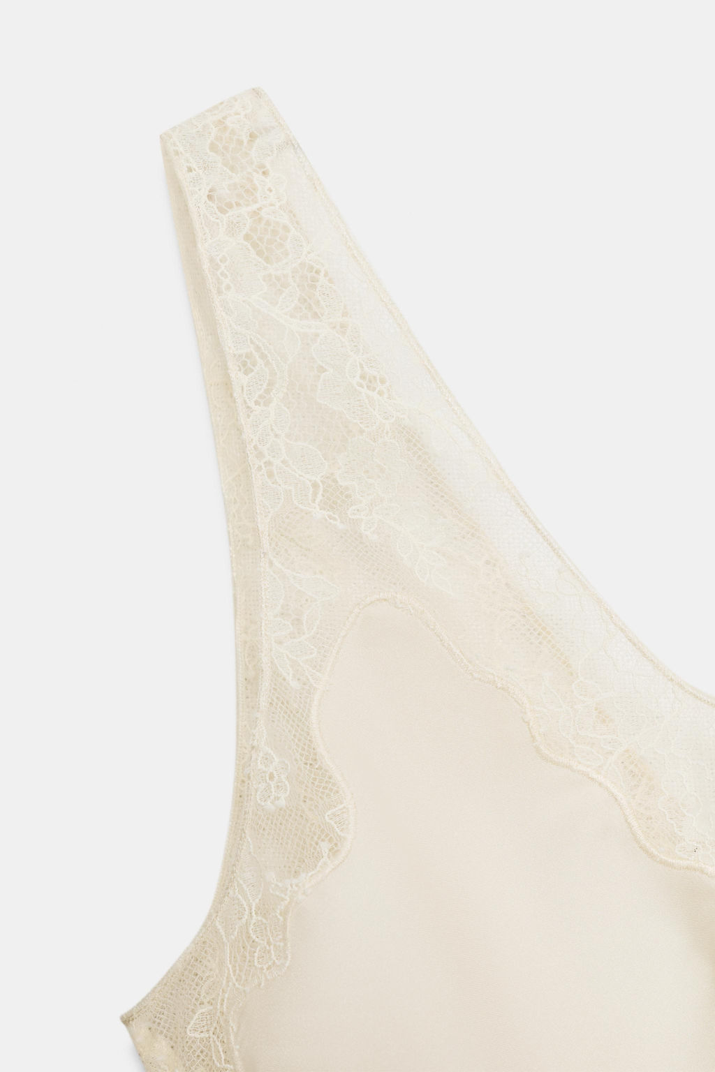 TOP SATINADO ENCAJE ZW COLLECTION / Crudo - Zara фото 6