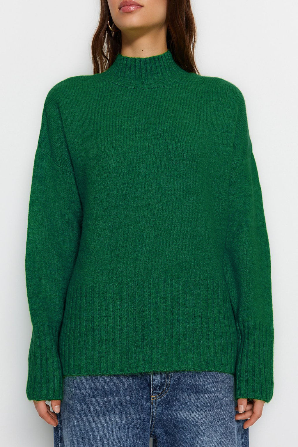 Bordo Genis Kal?p Yumusak Dokulu Basic Triko Kazak TWOAW23KZ00490 - Trendyolmilla фото 12