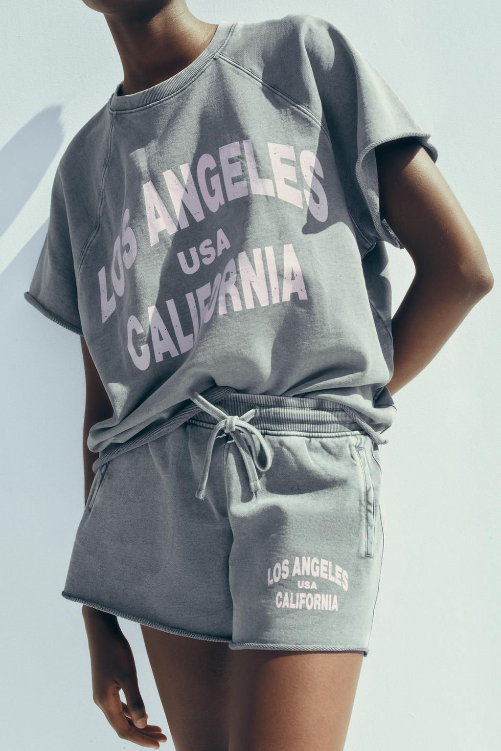 WASHED EFFECT TEXT SWEATSHIRT SHORTS - Zara фото 3