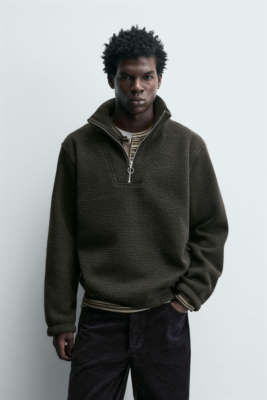 TEXTURED QUARTER-ZIP SWEATSHIRT - Zara фото 2