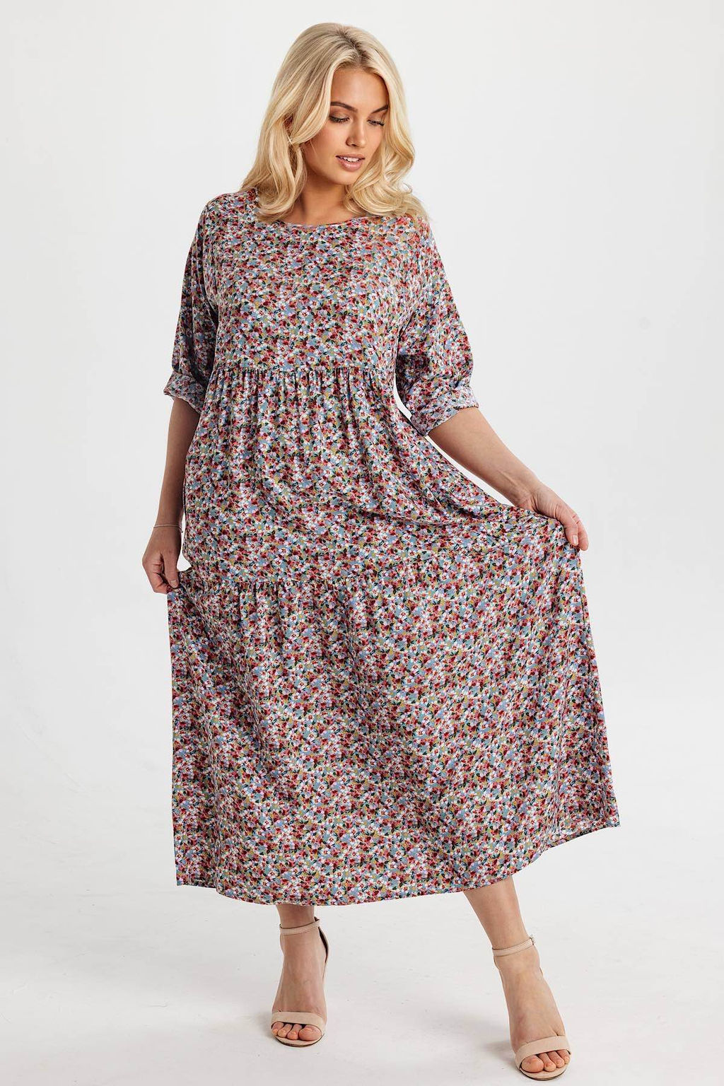 Платье штапель 5872/116/Голубой, коралловый - Rise фото 2