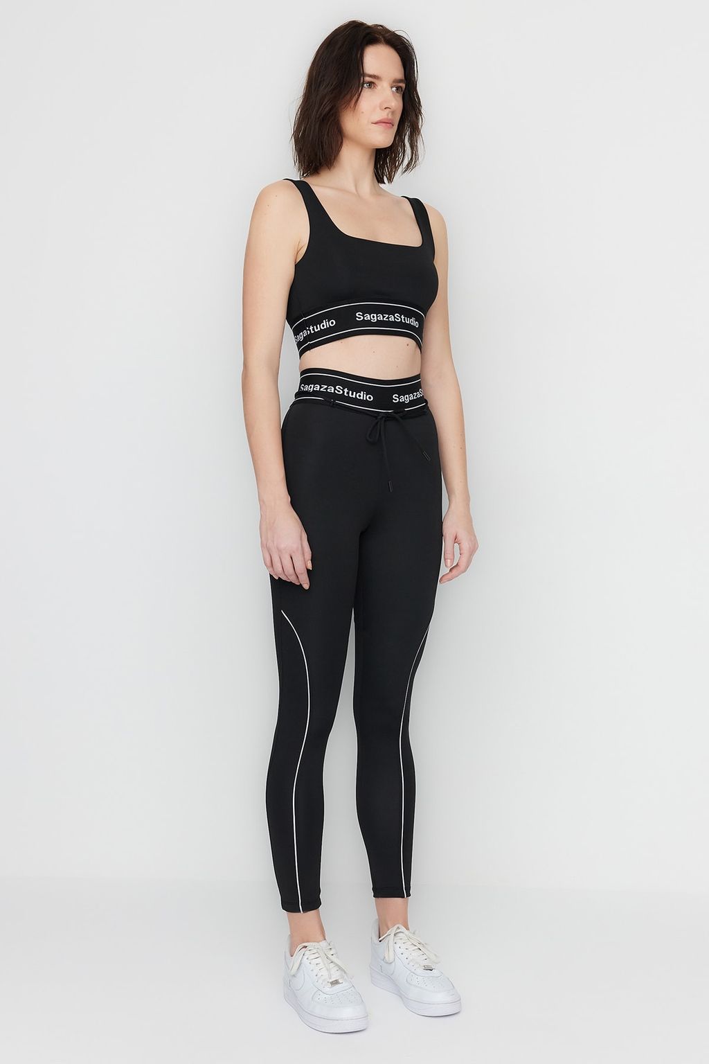 X Sagaza Studio Siyah Toparlay?c? Kordon Biye Detayl? ve Push Up Dikisli Spor Tayt - Trendyolmilla фото 4