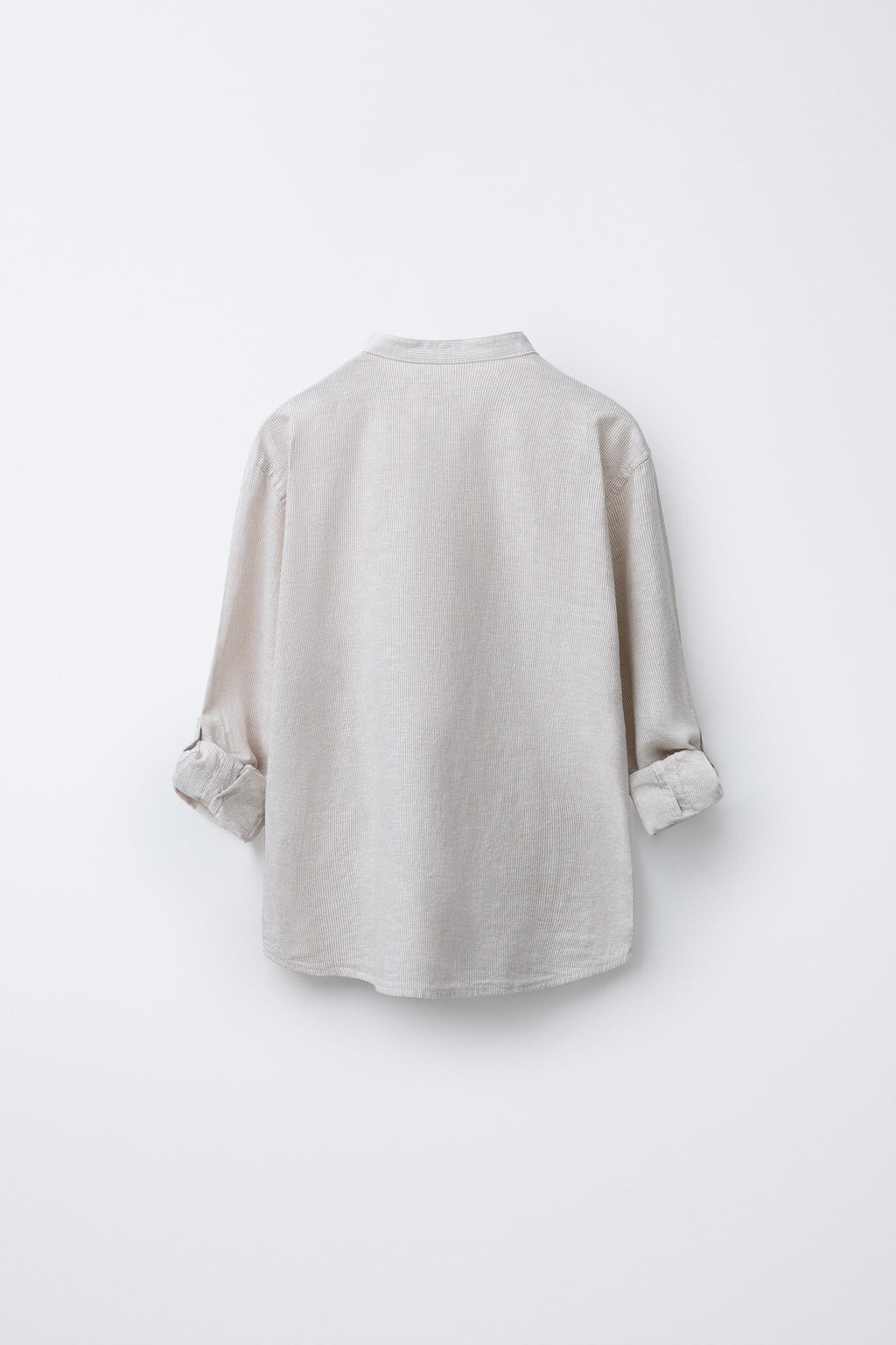 CAMISA RAYAS CON ALGOD?N Y LINO / Beige claro - Zara фото 4