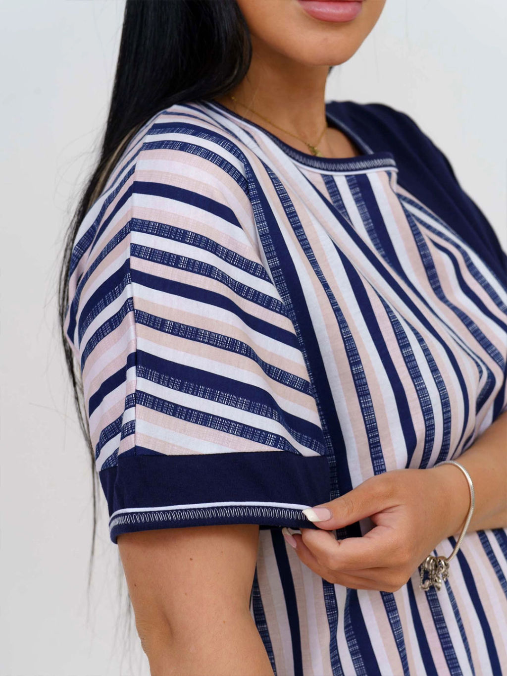 Платье женское, цвет синий белый бежевый