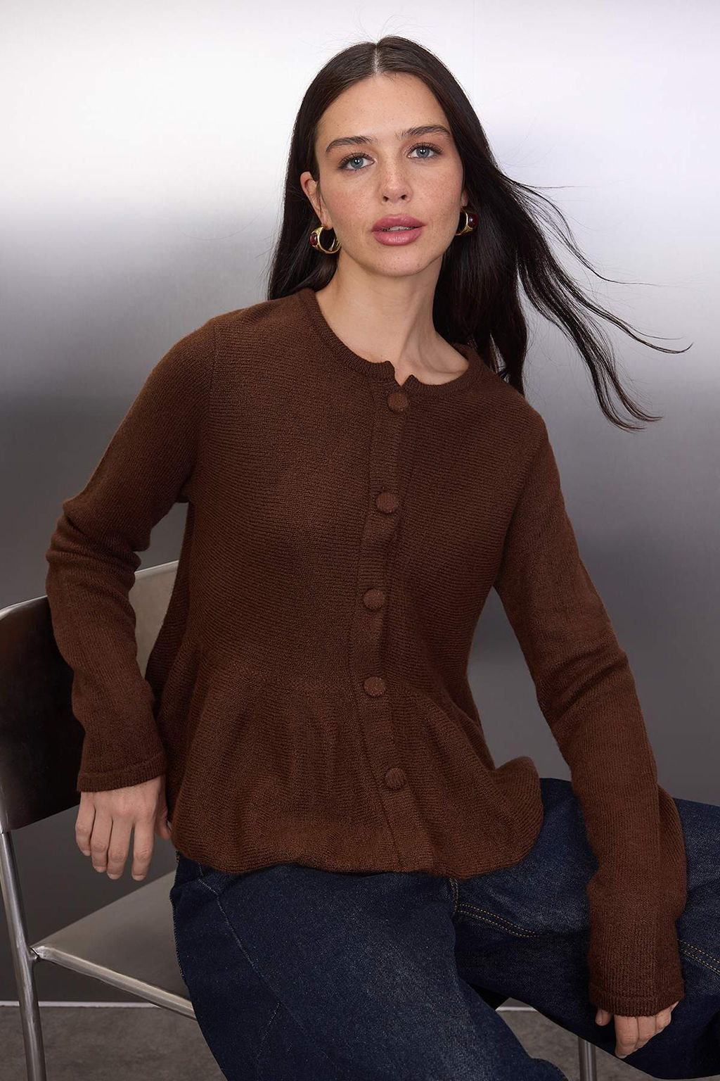 Antrasit Bisiklet Yaka Etek Ucu Volanl? Triko H?rka TWOAW26HI00232 - Trendyolmilla фото 5