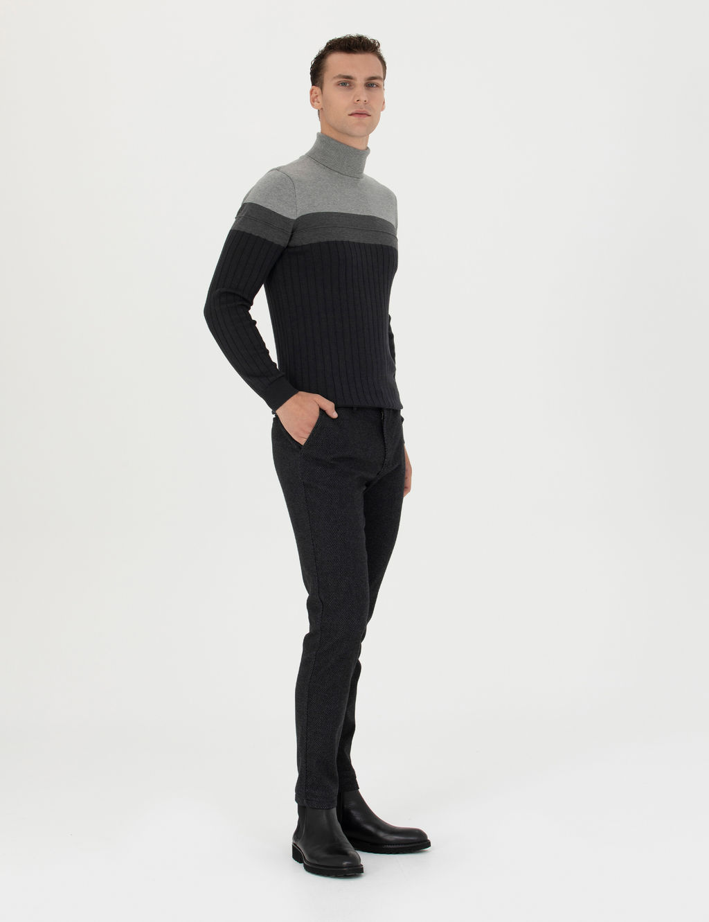 Siyah Slim Fit Kanvas Pantolon