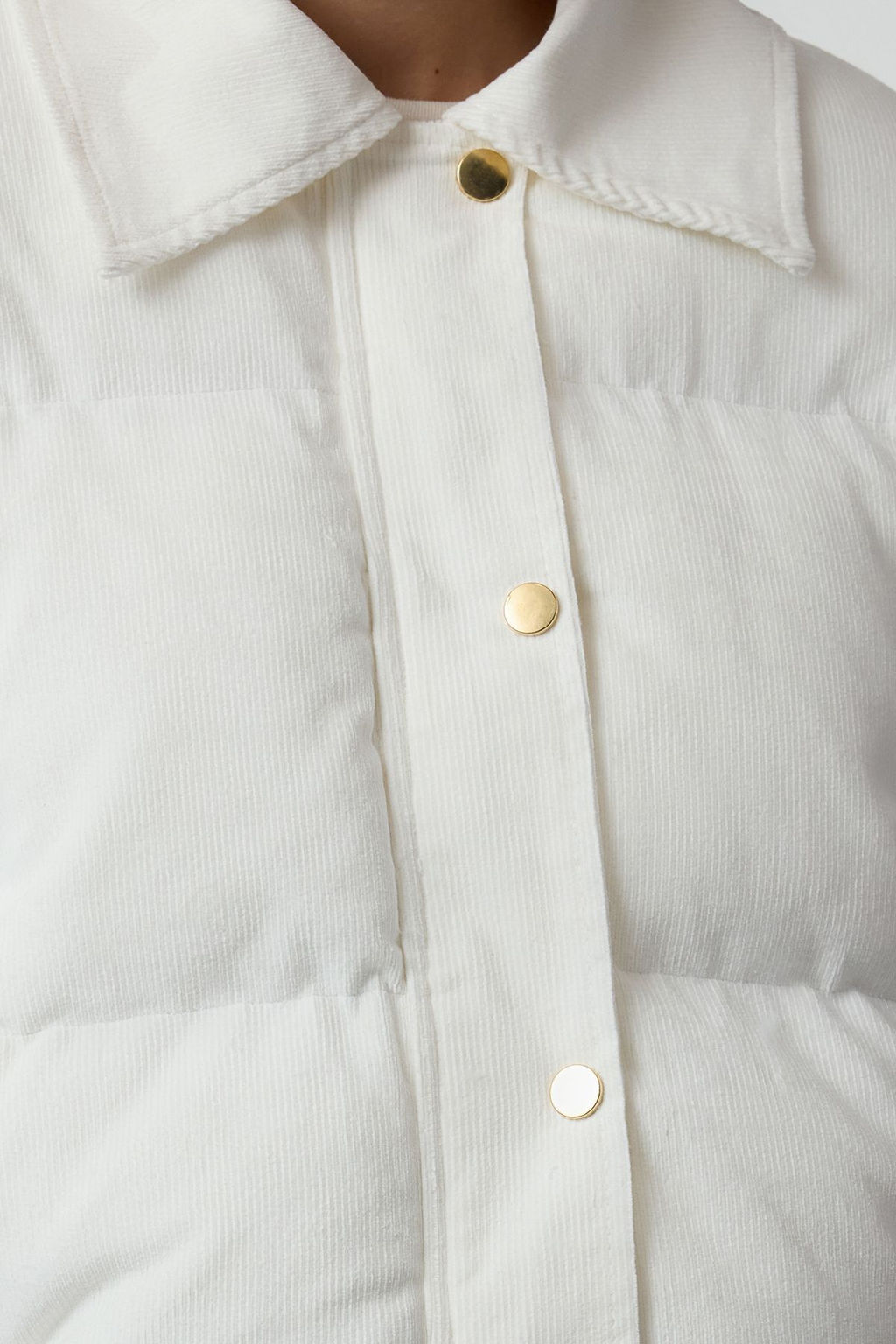 Ekru Oversize Kal?p Gomlek Yaka Fitilli Kadife Sisme Mont TWOAW25MO00230