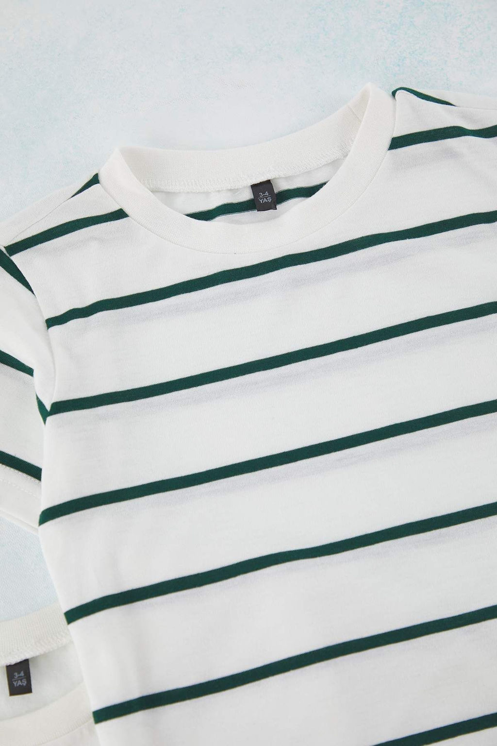 Antrasit-Ekru 2li Erkek Cocuk Basic-Cizgili Regular Kal?p K?sa Kol Orme T-Shirt TKDSS25TS00025 - Trendyolmilla фото 2