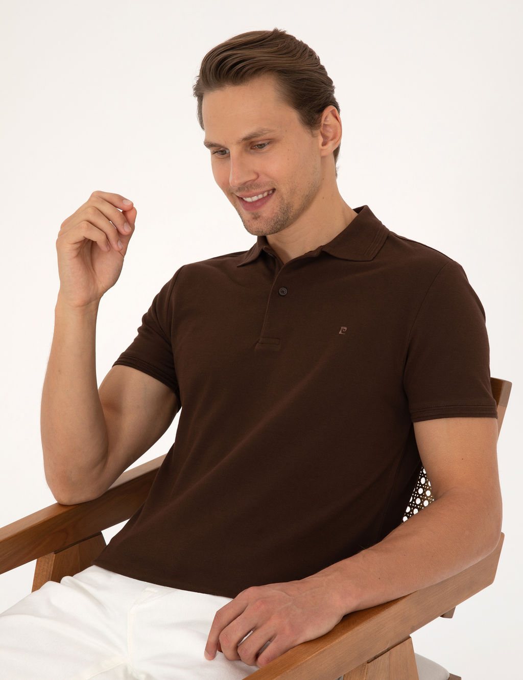 Koyu Kahverengi Slim Fit %100 Pamuk K_vr_lmaz D__meli Polo Yaka Basic Ti__rt