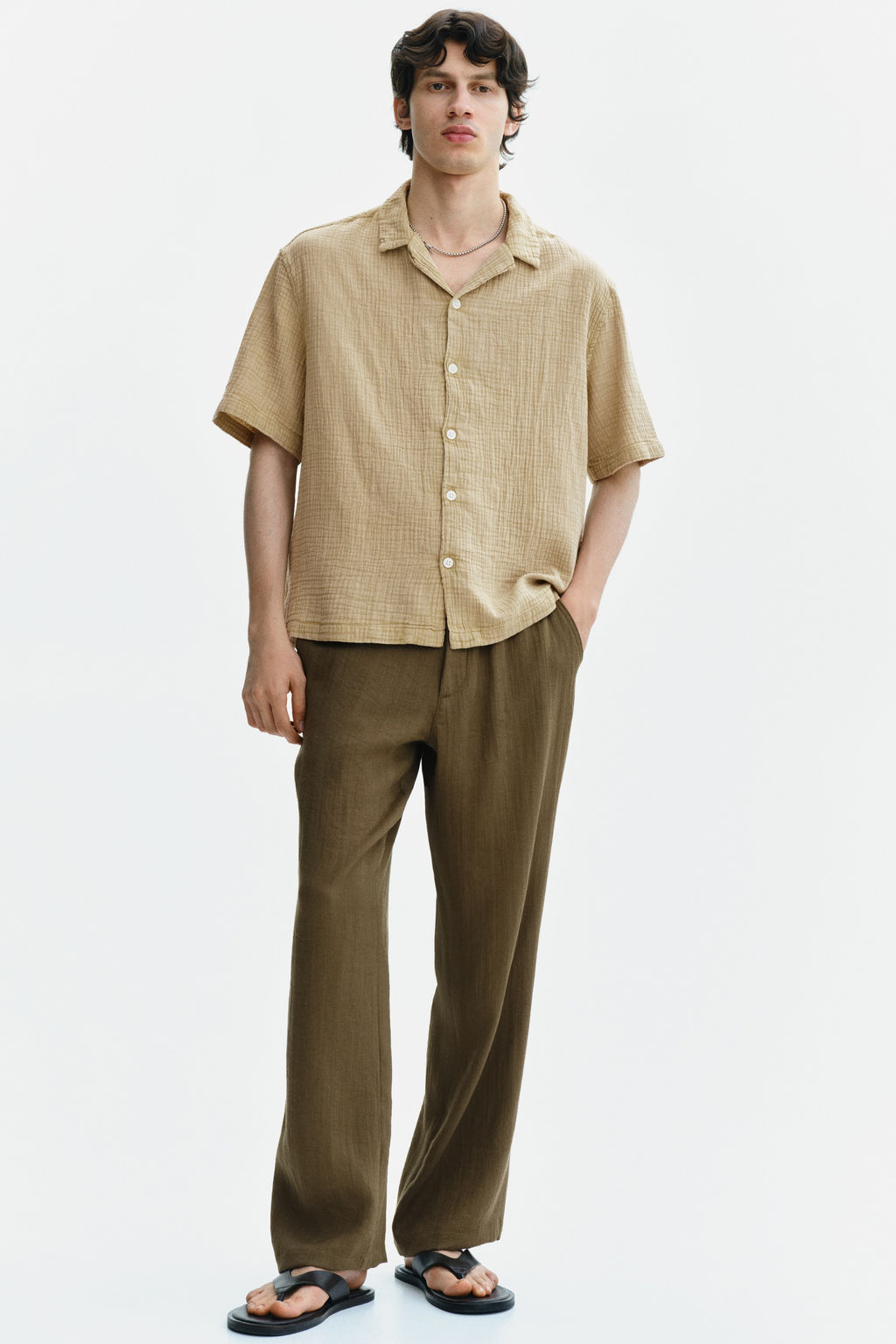 Camisa de muselina de manga corta Relaxed Fit - H&m фото 8