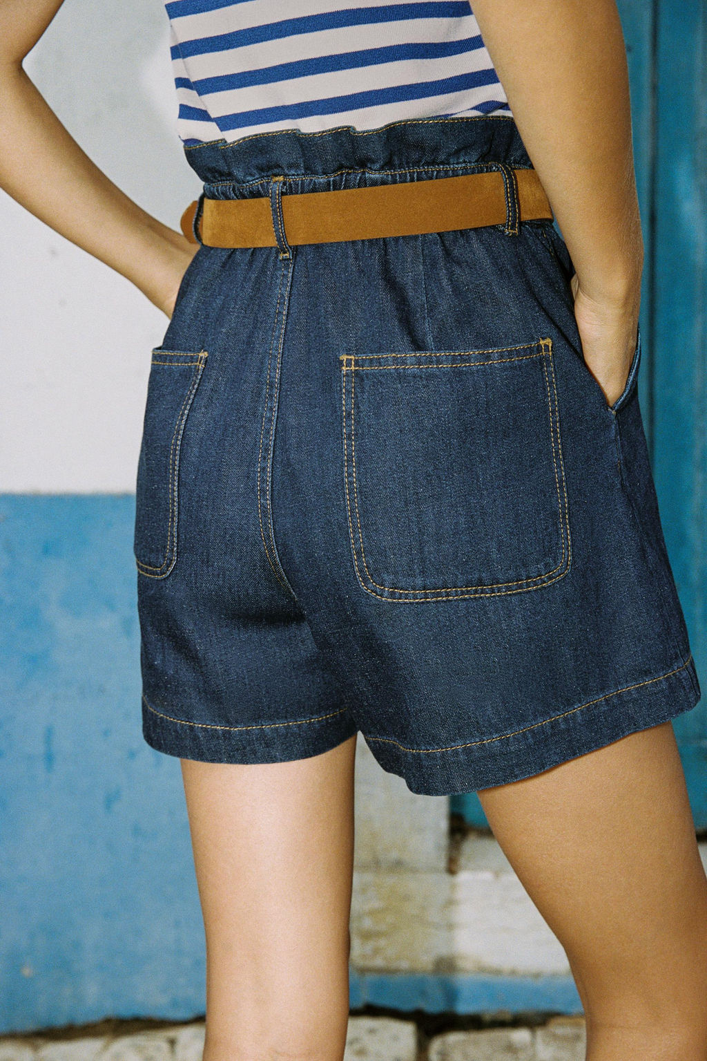 BELTED PAPER BAG BERMUDA SHORTS - Zara фото 5