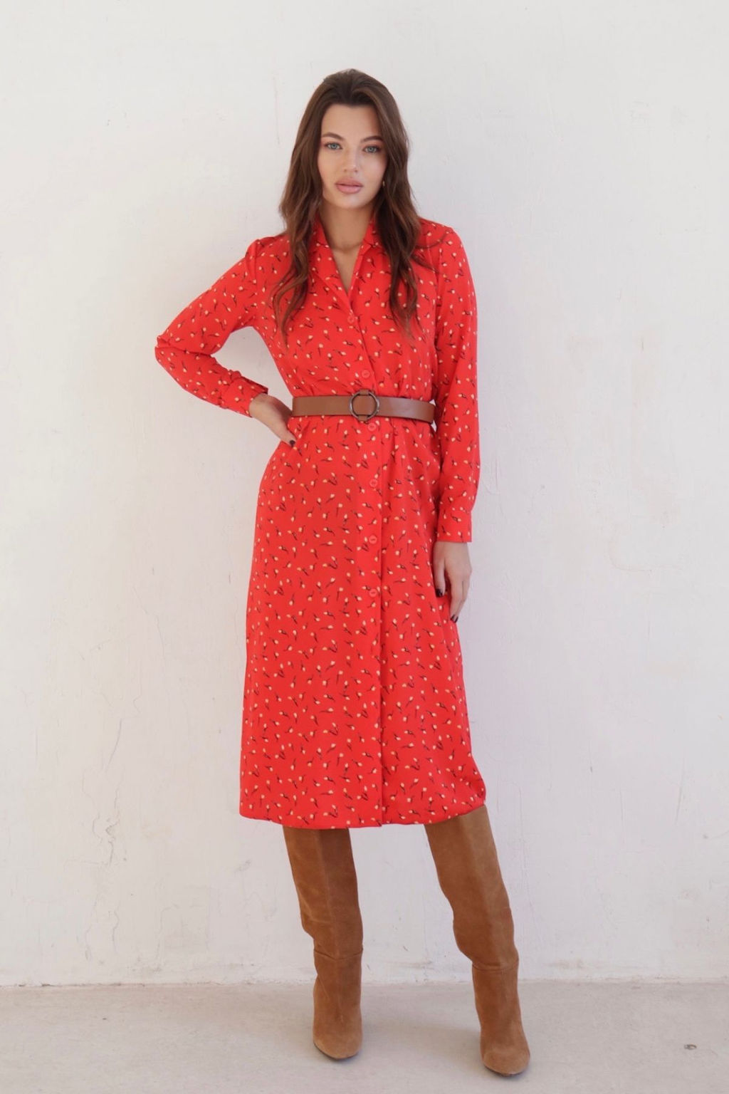 Платье-рубашка с английским воротником принт - Martichelli фото 102