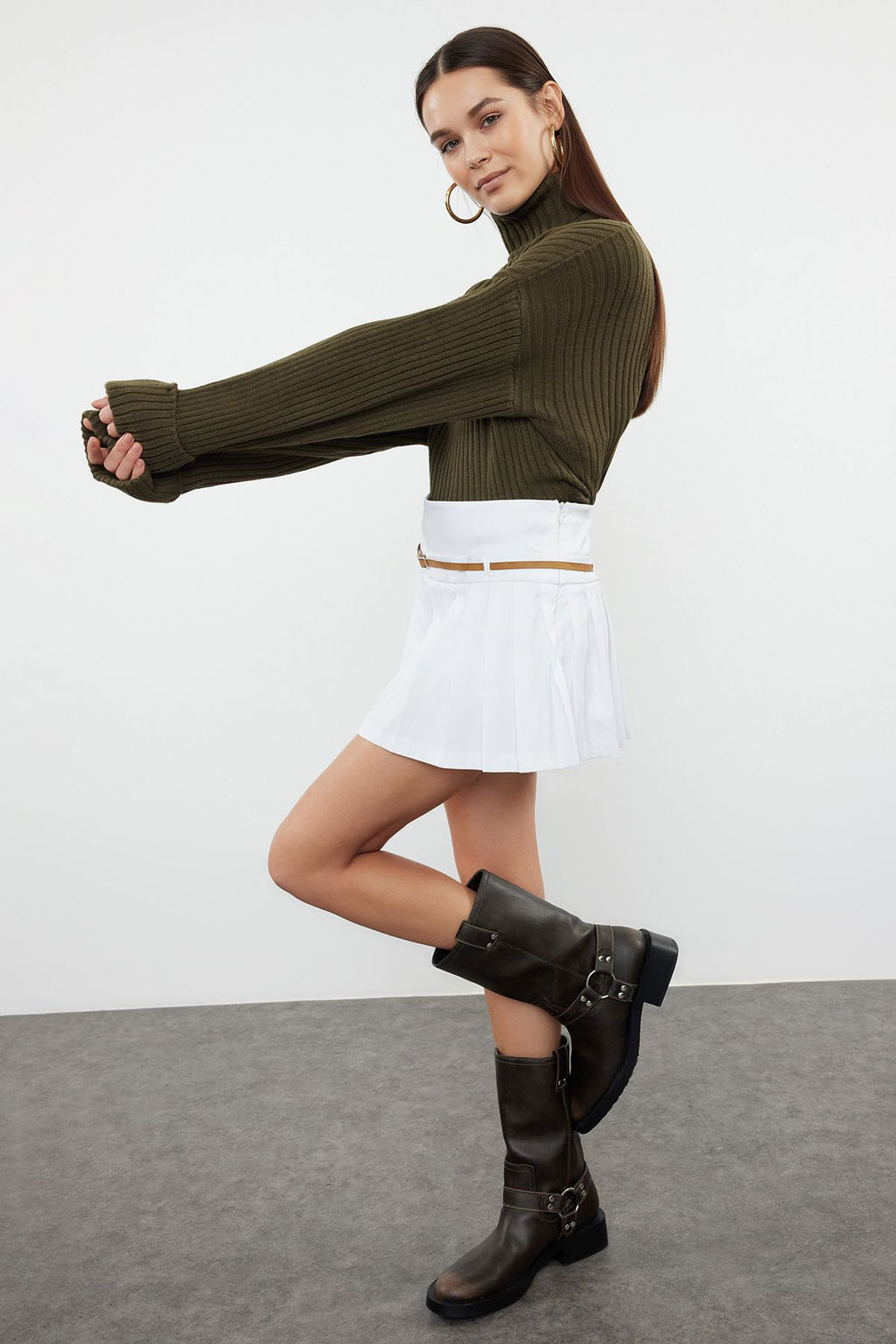 Haki Crop Basic Triko Kazak TWOAW22KZ0223 - Trendyolmilla фото 2