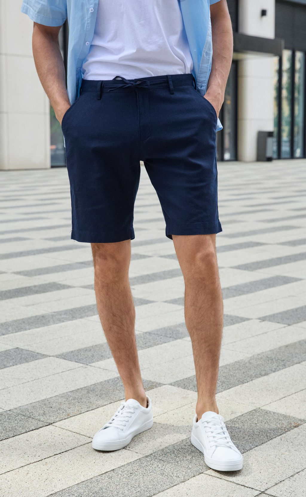 Шорты лен F511-0960-1 navy