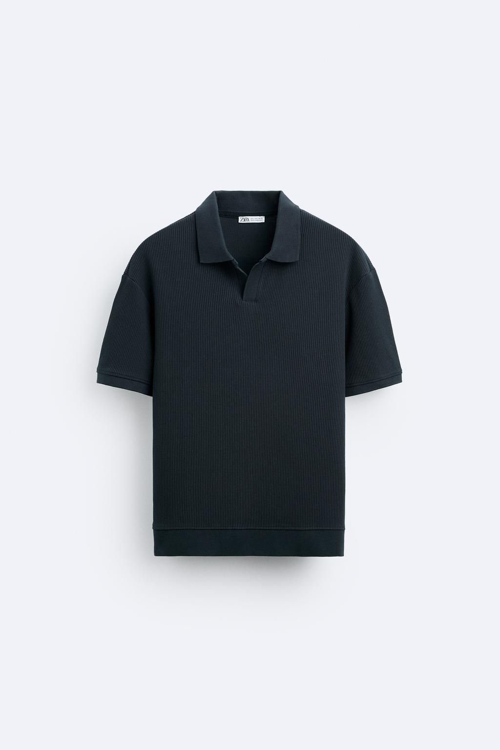 TEXTURED POLO SHIRT WITH RIBBED TRIMS - Zara фото 34