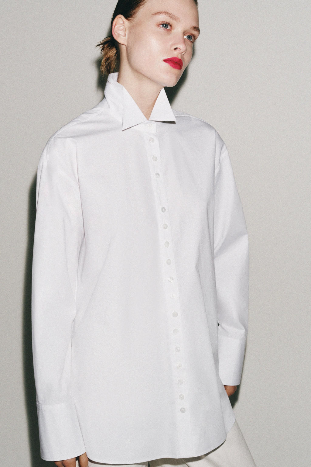 CAMISA POPEL?N BOTONES ZW COLLECTION / Blanco - Zara фото 2