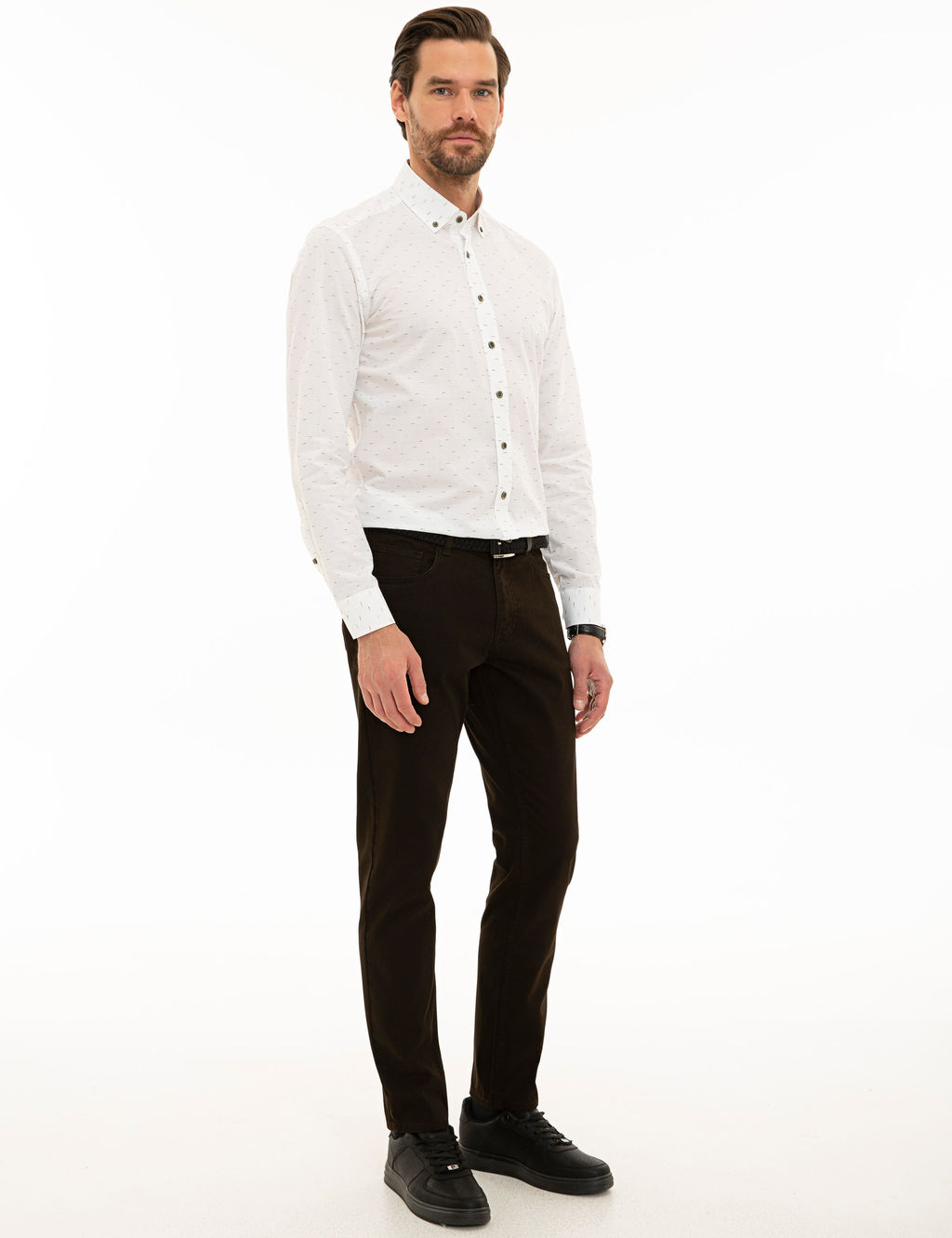 Koyu Kahverengi Slim Fit Kanvas Pantolon
