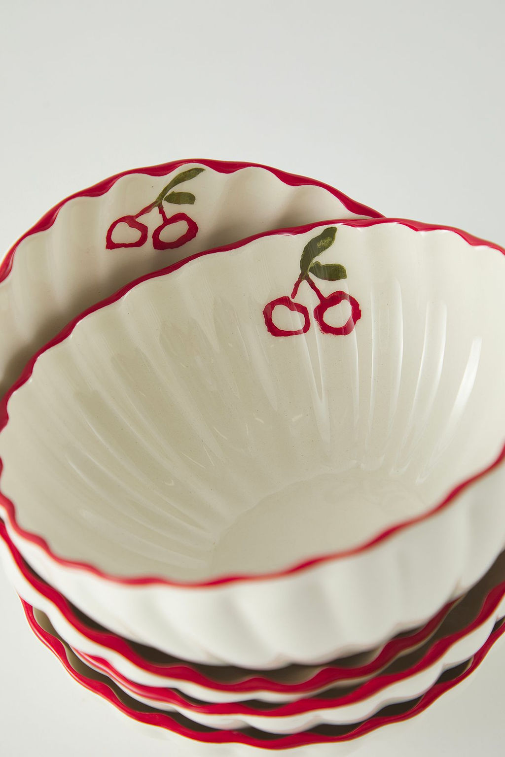 Trendyolmilla Home 4lu Seramik Kiraz Bask?l? 16*7 cm Kase Seti TPHSS25TBK00017