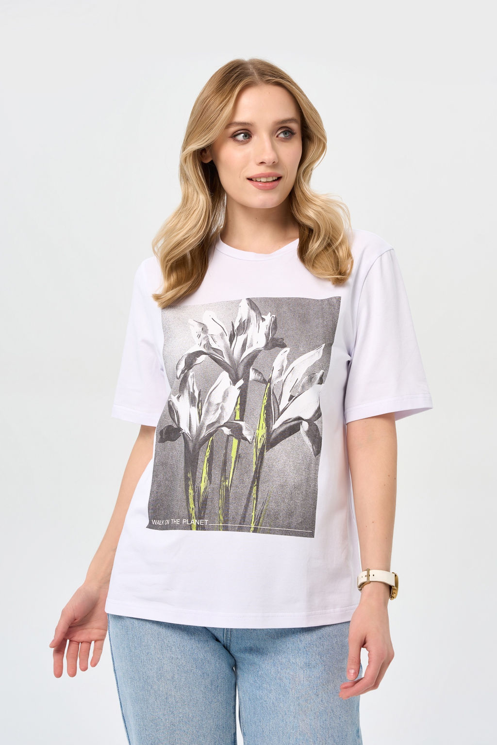 95% хлопок, 5% эластан футболка ирисы, блуза - Prima linea фото 2