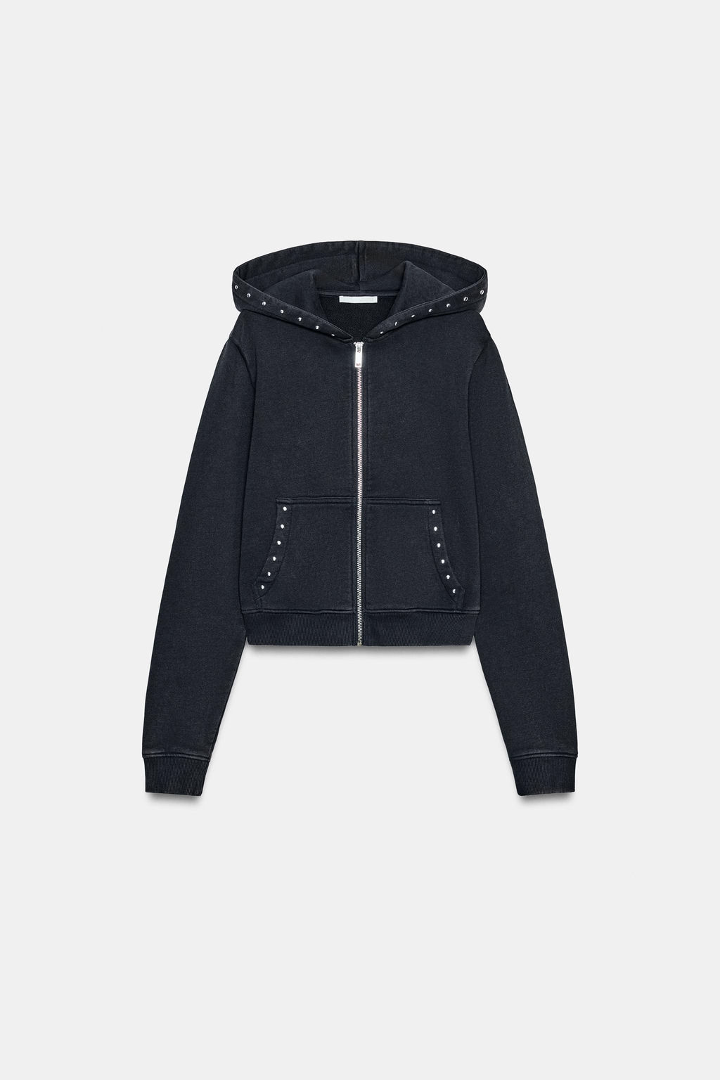 SUDADERA FELPA EFECTO LAVADO TACHAS / Carb?n - Zara фото 7