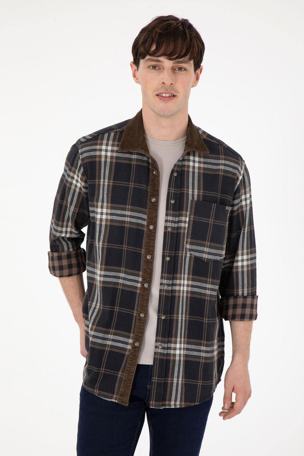 Мужская джинсовая рубашка светло-хаки Неожиданная скидка в корзине - U.s. polo assn фото 3