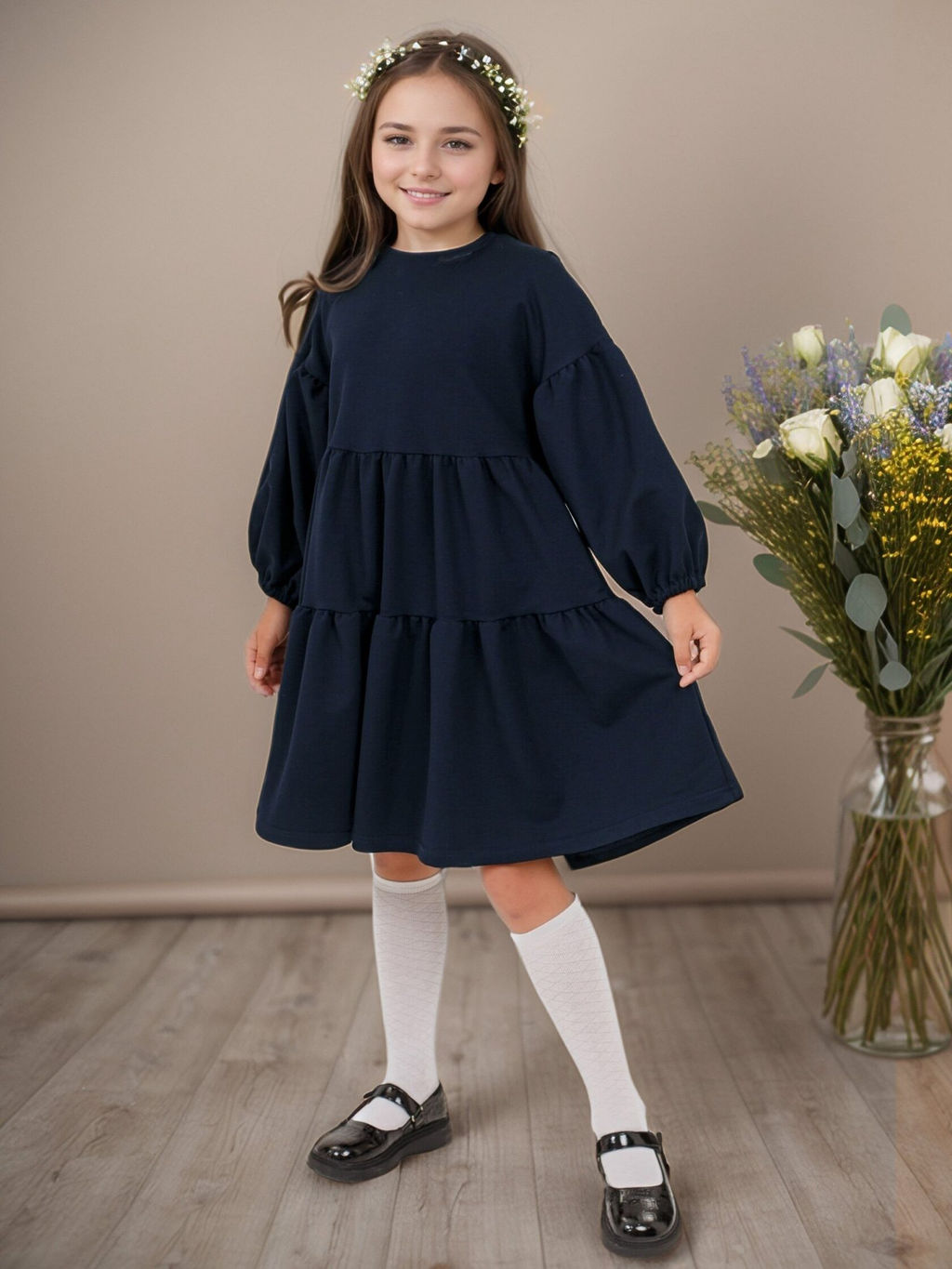 Платье КРИСТИ школа,цвет т.Синий,состав 78%х/б,16%пэ,6% лайкра - 5+ фото 2