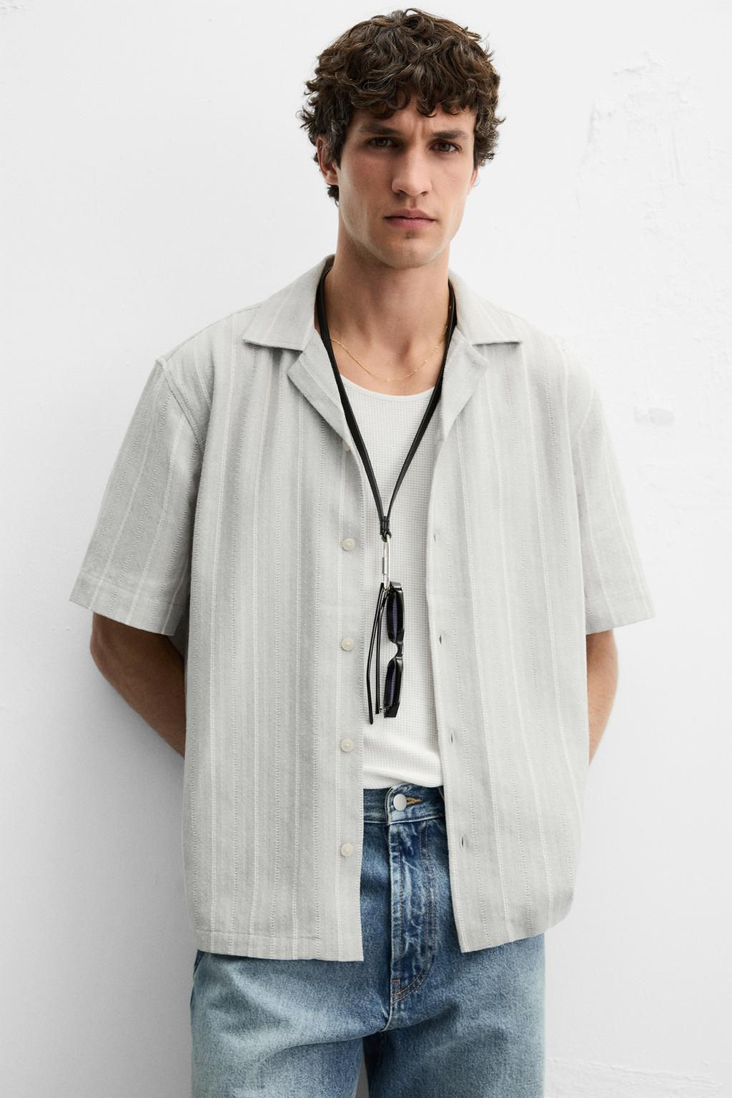 STRIPED TEXTURED SHIRT - Zara фото 5