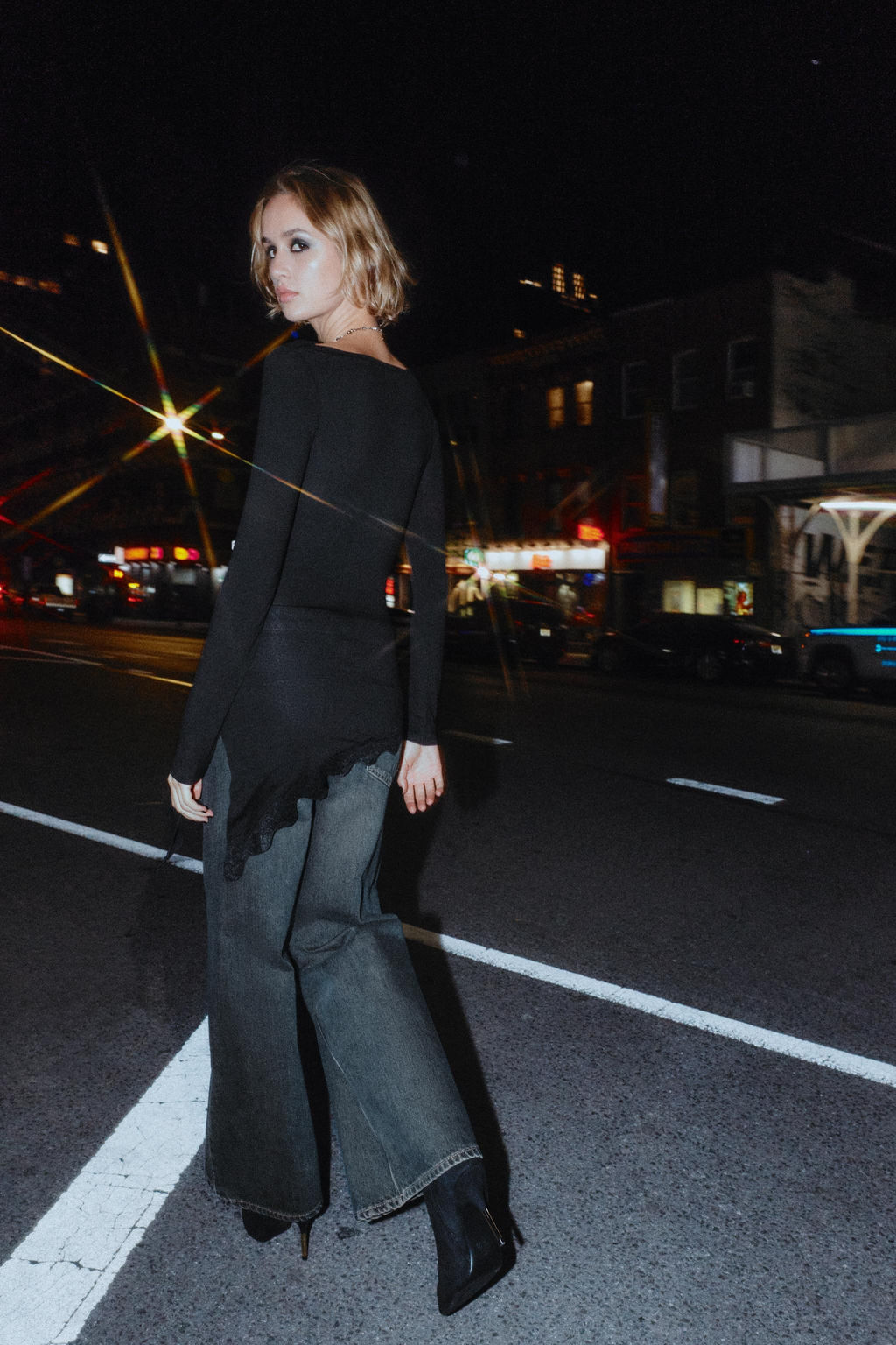 ASYMMETRIC HEM LACE T-SHIRT - Zara фото 5