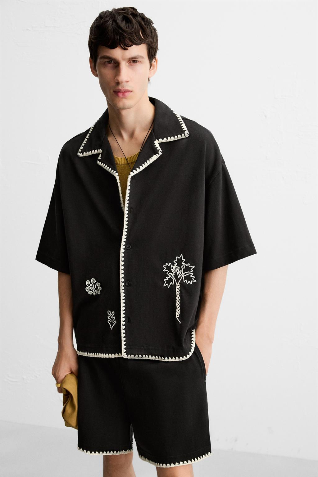 CONTRAST EMBROIDERY BERMUDA SHORTS - Zara фото 5