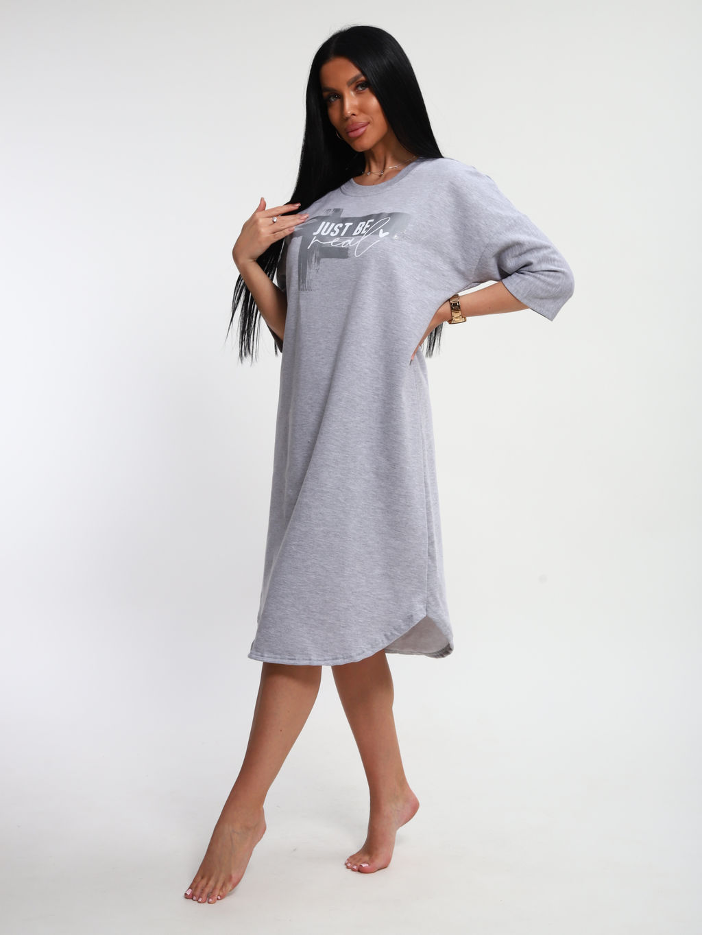 М457 Туника Даша (серый меланж)