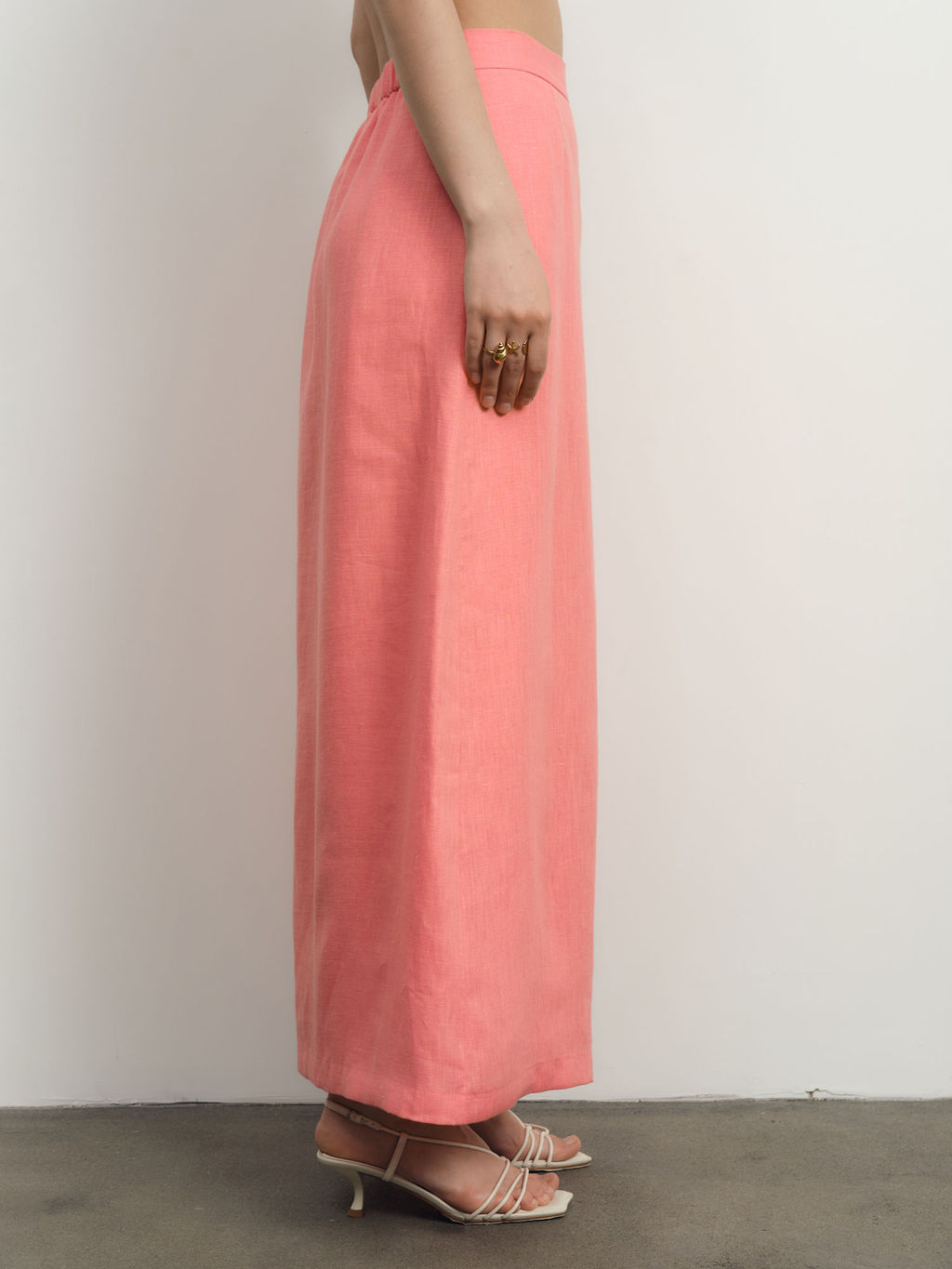 Юбка-брюки льняная 10990 коралловая