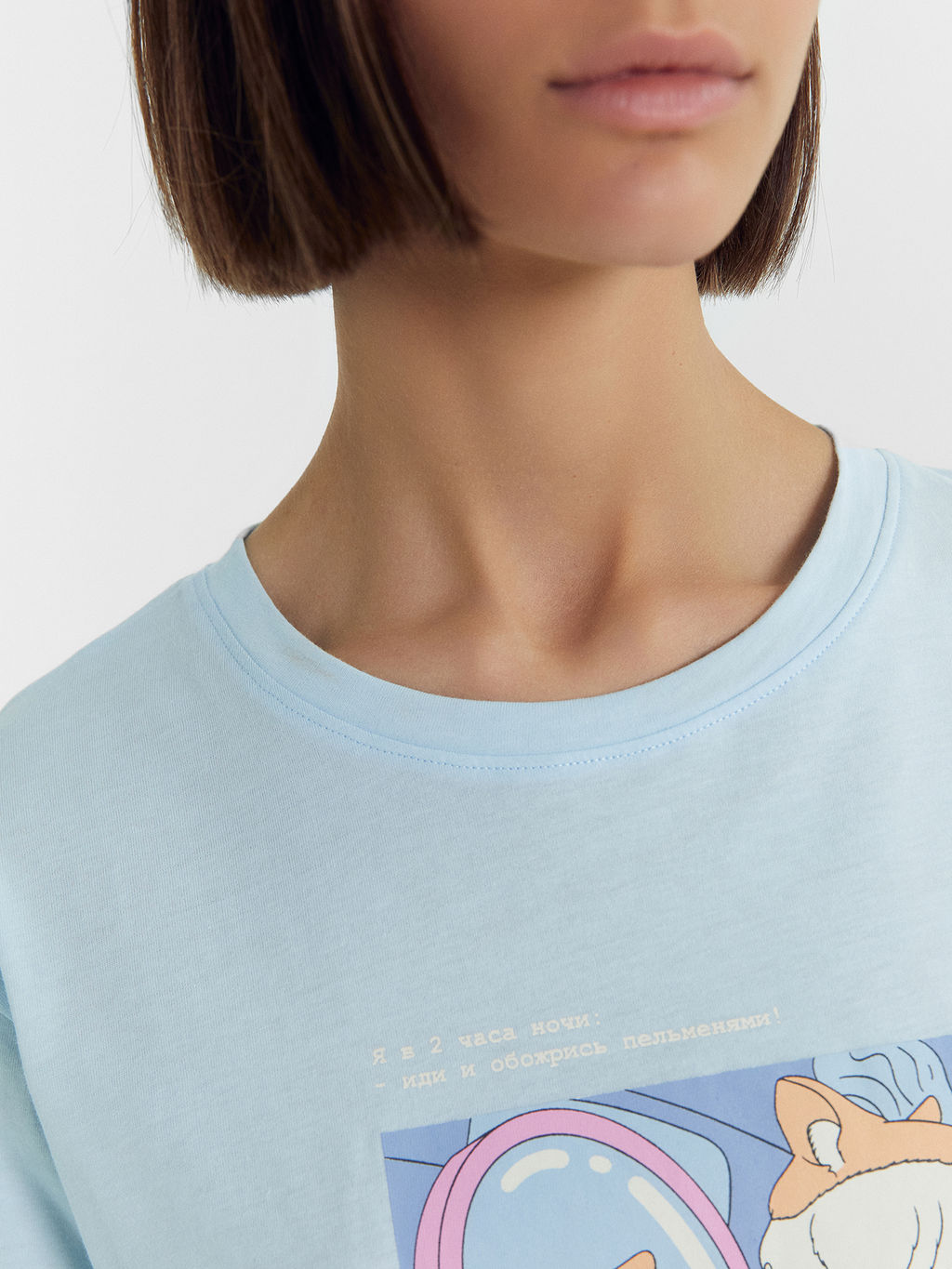 Комплект женский (футболка, шорты) голубой с печатью голубое небо +печать 592536 - Mark formelle фото 6