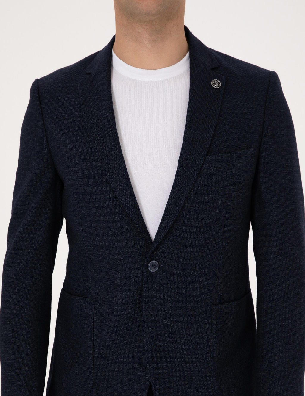 Lacivert Ex. Slim Fit Y_n Kar___ml_ Tak_m Elbise