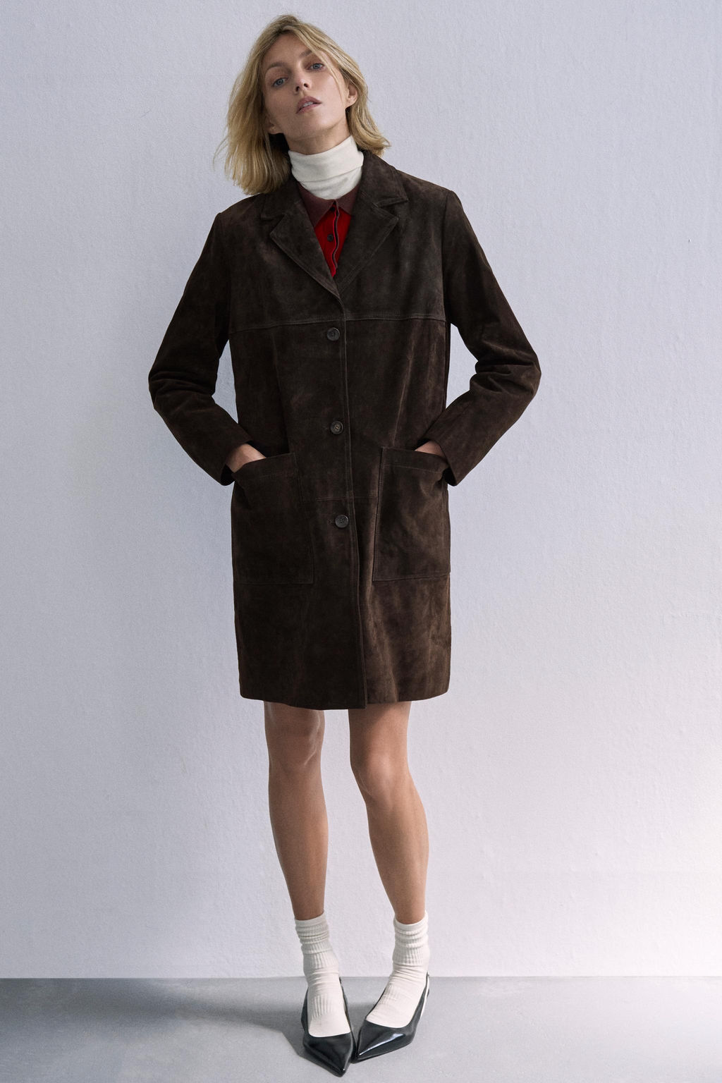 100% SUEDE LEATHER COAT ZW COLLECTION LIMITED EDITION - Zara фото 14